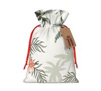 Bolsas de regalo de Navidad de tela versátil con cordón de palmeras tropicales, perfectas para vacaciones y ocasiones especiales