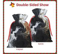 Bolsas de regalo de Navidad, envoltura de regalo de Navidad de mármol blanco y negro, bolsas de dulces reutilizables para festivales y fiestas en casa