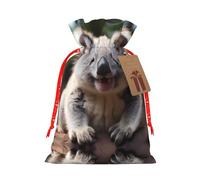 Bolsas de regalo de Navidad estilo lino, bolsas de regalo de Navidad, bolsas reutilizables con bonito estampado de koala, S