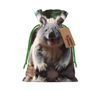 Bolsas de regalo de Navidad estilo lino, bolsas de regalo de Navidad, bolsas reutilizables con bonito estampado de koala, S