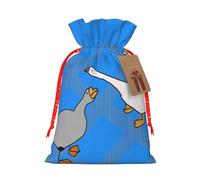 Bolsas de regalo de Navidad estilo lino, bolsas de regalo de Navidad, bolsas reutilizables con estampado de ganso gris, S