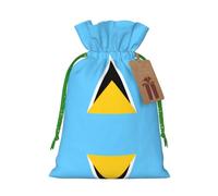 Bolsas de regalo de Navidad estilo lino, bolsas de regalo de Navidad, bolsas reutilizables con estampado de bandera de Santa Lucía, S