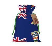 Bolsas de regalo de Navidad estilo lino, bolsas de regalo de Navidad, bolsas reutilizables con estampado de la bandera de las Islas Caimán, tamaño M