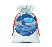 Bolsas de regalo de Navidad, pequeñas ballenas nadando, envoltura de regalos de Navidad, bolsas de dulces reutilizables para festivales y fiestas en casa