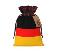 Bolsas de regalo de Navidad personalizadas, con estampado de bandera de Alemania con etiquetas, bolsas de tela reutilizables con cordón para decoración festiva de fiesta de Navidad