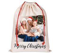 Bolsas de regalo de Navidad personalizadas con nombre de foto, sacos de Papá Noel personalizados con cordón, bolsas de regalo para regalos de Navidad, recuerdos de fiesta
