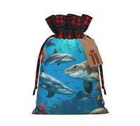 Bolsas de regalo de Navidad prémium con diseño de delfines, tortugas marinas, tiburones, pulpos, arrecifes de coral, ideales para eventos festivos, complemento perfecto para tu arte