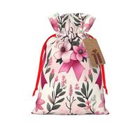 Bolsas de regalo de Navidad reutilizables con cordón de arpillera para cáncer de mama, bolsas de regalo rústicas para fiestas de vacaciones y regalos de Navidad