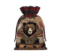 Bolsas de regalo de Navidad rústicas con diseño de oso de cabaña, incluye etiqueta de regalo, ideales para regalos, fiestas y celebraciones, bolsas de Navidad