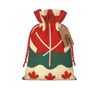 Bolsas de regalo de Navidad versátiles con cordón de tela retro de la bandera de Canadá, perfectas para vacaciones y ocasiones especiales