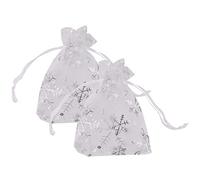 Bolsas de regalo de organza de copo de nieve con cordón - Bolsas transparentes de 7 x 9 cm para regalos de boda para Navidad, cumpleaños, compromiso, aniversario, fiesta, joyas, dulces, manualidades -