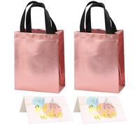 Bolsas De Regalo De Oro Rosa De 2 Piezas - Tarjetas De Felicitación De 2 Piezas, Bolsas De Bolso Con Lentejuelas, Bolsas De Regalo De Fiesta Y Boda, Reutilizables