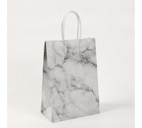 bolsas de regalo de papel Kraft con asa, bolsas de embalaje para fiestas de cumpleaños, regalos de boda para invitados-G-21x15x8cm