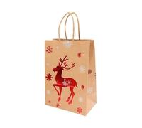 Bolsas de regalo de papel kraft de Navidad, caja de regalo de Papá Noel, caramelos, galletas, bolsa de embalaje 2024, suministros de decoración del hogar (alce, 5 unidades, 21 x 15 x 8 cm)