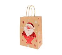 Bolsas de regalo de papel kraft de Navidad, caja de regalo de Papá Noel, caramelos, galletas, bolsa de embalaje 2024, suministros de decoración del hogar (Papá Noel, 10 unidades, 21 x 15 x 8 cm)