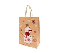 Bolsas de regalo de papel kraft de Navidad, caja de regalo de Papá Noel, caramelos, galletas, bolsa de embalaje 2024, suministros de decoración del hogar (muñeco de nieve, 5 unidades, 21 x 15 x 8 cm)