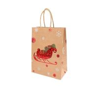 Bolsas de regalo de papel kraft de Navidad, caja de regalo de Papá Noel, dulces y galletas, bolsa de embalaje 2024, suministros de decoración del hogar (trineo, 10 unidades, 21 x 15 x 8 cm)