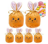Bolsas de regalo de Pascua - 6 piezas 12 x 10 cm reutilizables con cordón | Bolsas de Pascua Reutilizables para golosinas - Para Familia Fiestas Primaveras Cumpleaños Dulces Regalos
