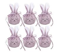 Bolsas de regalo de Pascua | Juego de 6 bolsas reutilizables de terciopelo lindo 12 x 10 cm | linda Conejo Decoraciones de Pascua | Para Familia Primaveras Cumpleaños Dulces Regalos