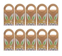 Bolsas de regalo de Pascua, paquete de 10 unidades, papel resistente con diseños de conejos, accesorio de moda para suministros y decoraciones de fiesta de vacaciones