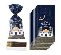 Bolsas de regalo de plástico, 100 unidades de bolsas temáticas de festival Eid Mubarak, patrón de escamas de sirena, patrón de arco iris de dibujos animados, copos de nieve de celofán, tenis, amor,