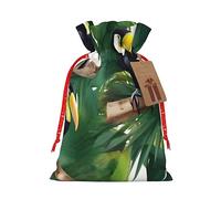 Bolsas de regalo de tela con cordón, diseño de tucanes, loro, palmera, hojas, con cordón, para celebraciones en el hogar y la oficina