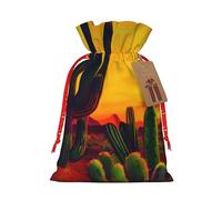 Bolsas de regalo de tela con diseño de cactus en el desierto con cordón, bolsas de regalo festivas para celebraciones del hogar y la oficina