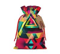 Bolsas de regalo de tela con patrón de triángulos coloridos con cordón, bolsas de regalo festivas para celebraciones del hogar y la oficina