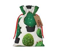 Bolsas de regalo de tela de cactus verde con cordón, bolsas de regalo festivas para celebraciones en el hogar y la oficina