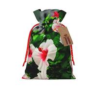 Bolsas de regalo de tela de flores de hibisco con cordón, bolsas de regalo festivas para celebraciones en el hogar y la oficina