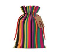 Bolsas de regalo de tela delicada a rayas de colores arcoíris con cordón, encantadora bolsa de regalo de vacaciones para celebraciones