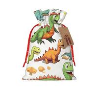 Bolsas de regalo de tela delicada con diseño de dinosaurios de dibujos animados con cordón, encantadora bolsa de regalo de vacaciones para celebraciones