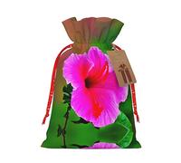Bolsas de regalo de tela delicada con diseño de flores de hibisco con cordón, encantadora bolsa de regalo de vacaciones para celebraciones
