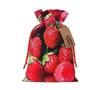 Bolsas de regalo de tela delicada de fresa fresca con cordón, encantadora bolsa de regalo de vacaciones para celebraciones