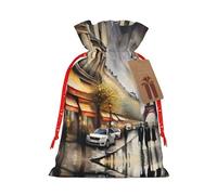 Bolsas de regalo de varios tamaños con escena callejera de París, diseño de la Torre Eiffel, bolsas de regalo para celebraciones, reutilizables para cumpleaños y eventos especiales