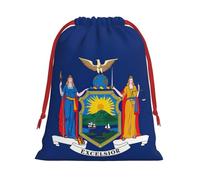 Bolsas de regalo de varios tamaños con estampado de bandera del estado de Nueva York, bolsas de regalo con cordón para mujeres, Navidad, cumpleaños, reutilizables