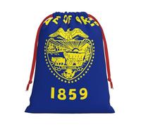 Bolsas de regalo de varios tamaños con estampado de bandera del estado de Oregon, bolsas de regalo con cordón para mujeres, Navidad, cumpleaños, reutilizables