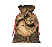 Bolsas de regalo de varios tamaños con estampado de brújula y mapa del mundo antiguo, bolsas de regalo para celebraciones, reutilizables para cumpleaños y eventos especiales