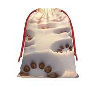 Bolsas de regalo de varios tamaños con estampado de huellas de huellas, bolsas de regalo con cordón para mujeres, Navidad, cumpleaños, reutilizables