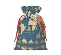 Bolsas de regalo de varios tamaños con estampado de mapa del mundo, bolsas de regalo para celebraciones, reutilizables para cumpleaños y eventos especiales