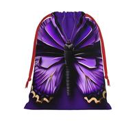 Bolsas de regalo de varios tamaños con estampado de mariposas moradas, bolsas de regalo con cordón para mujeres, Navidad, cumpleaños, reutilizables