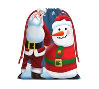 Bolsas de regalo de varios tamaños con estampado de Papá Noel y muñeco de nieve, bolsas de regalo con cordón para mujeres, Navidad, cumpleaños, reutilizables
