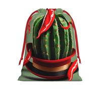 Bolsas de regalo de varios tamaños con estampado de sombrero de cactus y chile, bolsas de regalo con cordón para mujeres, Navidad, cumpleaños, reutilizables