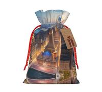 Bolsas de regalo de varios tamaños con impresión de imagen de ciudad, bolsas de regalo para celebraciones, reutilizables para cumpleaños y eventos especiales