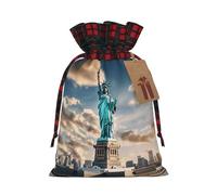Bolsas de regalo ecológicas con cordón de Navidad con estampado de Estatua de la Libertad en Nueva York para necesidades festivas de cumpleaños