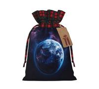 Bolsas de regalo ecológicas con cordón de Navidad con estampado de planetas de universo para necesidades festivas de cumpleaños