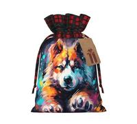 Bolsas de regalo ecológicas con cordón para Navidad, diseño de huellas de perro y mascotas, para necesidades festivas de cumpleaños