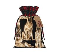 Bolsas de regalo ecológicas con estampado de pastor alemán y cordón de Navidad para necesidades festivas de cumpleaños