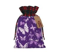 Bolsas de regalo ecológicas con estampado floral de mariposas moradas con cordón de Navidad para necesidades festivas de cumpleaños