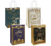 Bolsas de regalo Eid Mubarak con asas, 12 bolsas de regalo de papel de Ramadán, mezquita, luna, estrella, reutilizable, bolsa de golosinas para fiesta musulmana Eid al-Fitr